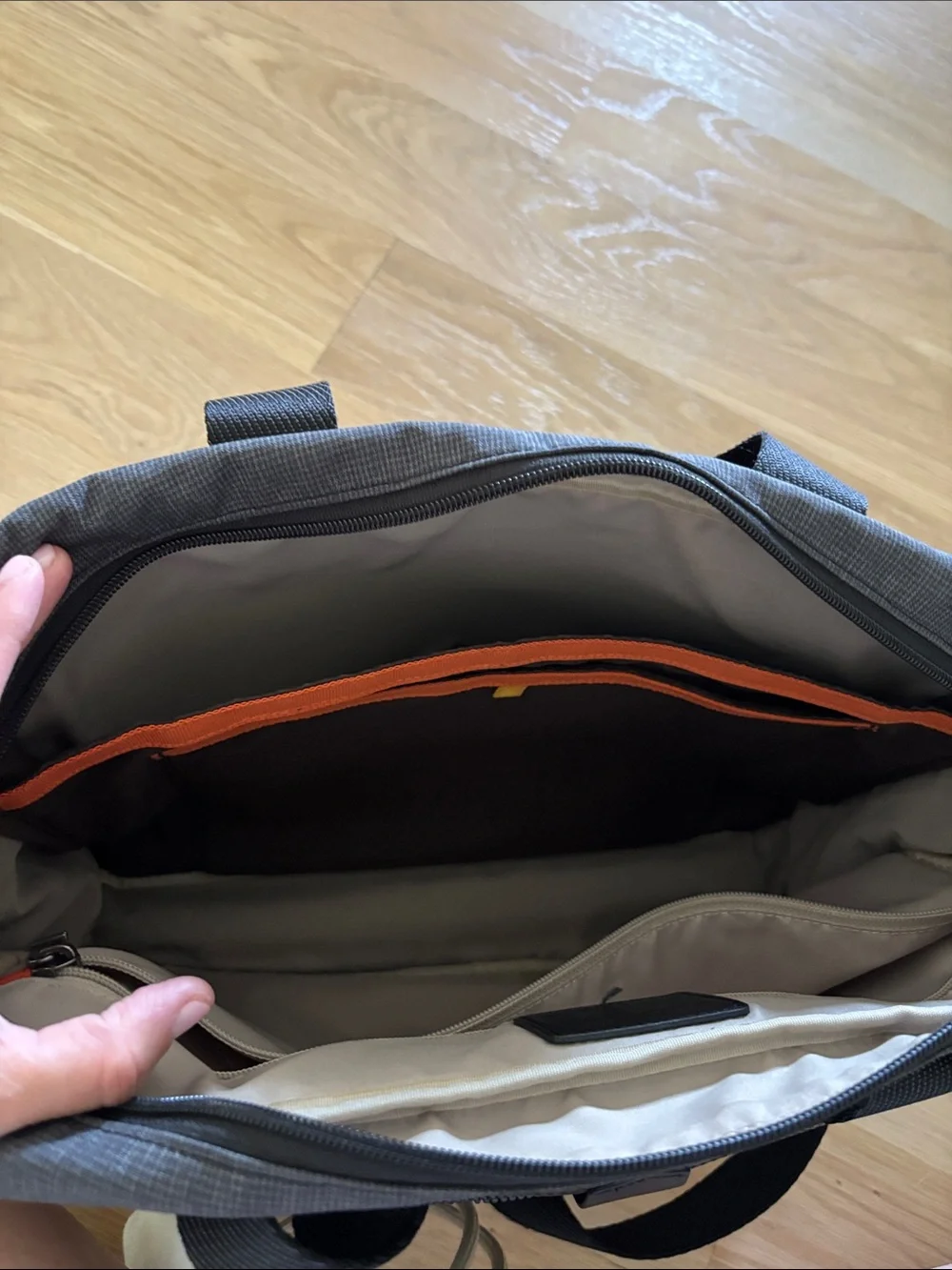 Tumi grey and black nylon work bag